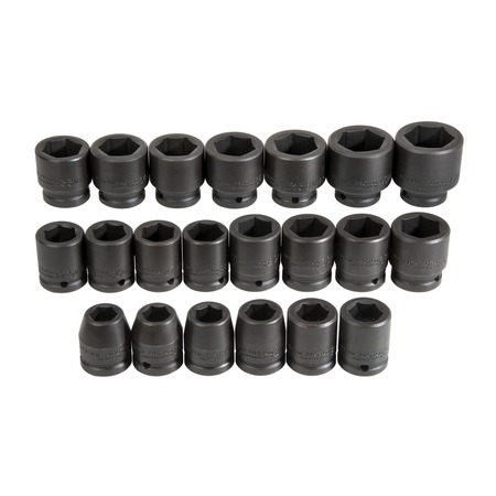 Proto J72103M 3/4-Inch Drive Metric Impact Socket, Set, 6 Point, 21-Piece J72103M